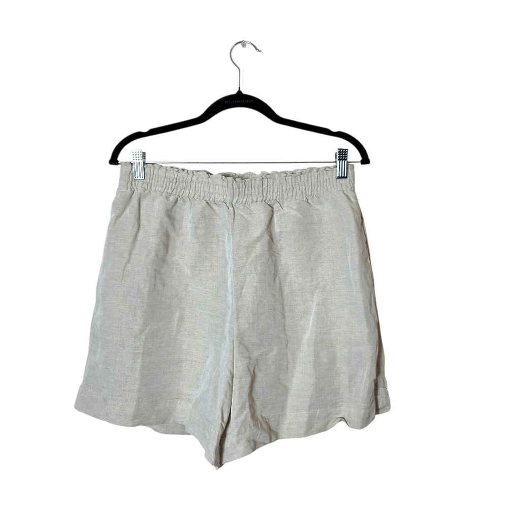 NWT H&M Linen Blend Shorts M Beige Flowy Vacation Resortwear Beach Breathable